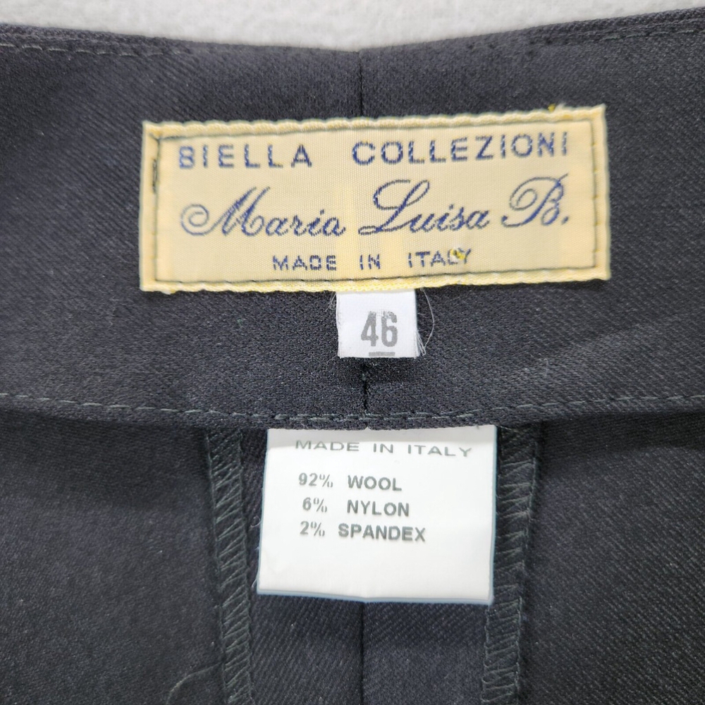 Maria Luisa Biella Collezioni Women Luxury Pants 46 Wool Black Italy US 10 - Picture 3 of 12